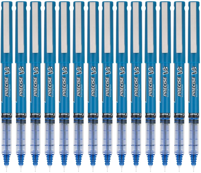 Main image of Precise V5 Rollerball Pens, Extra Fine Point 0.5mm, Blue, 14-Pack Office-ready notes, blue ink pen for school and work, rolling ball, liquid ink, liquid ink rolling ball stick pens