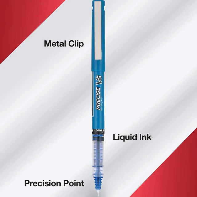 Alt view image 2 of 4 - Precise V5 Rollerball Pens, Extra Fine Point 0.5mm, Blue, 14-Pack Office-ready notes, blue ink pen for school and work, rolling ball, liquid ink, liquid ink rolling ball stick pens