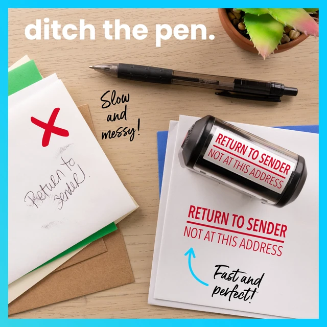 Alt view image 6 of 7 - Self-Inking Rubber Stamp - Return to Sender Not at This Address - Red Ink (Large)