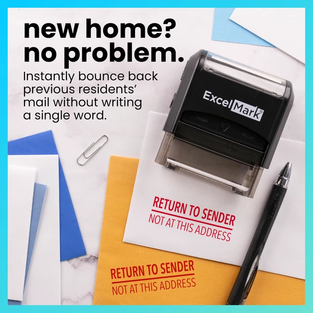 Alt view image 7 of 7 - Self-Inking Rubber Stamp - Return to Sender Not at This Address - Red Ink (Large)