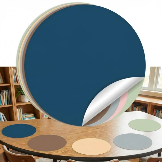 Alt view image 6 of 7 - 12 Pcs 13" Dry Erase Dots for Classroom Table,Neutral,Morandi Color Removable Circles for Seat Assignments, Name Tags, Group Work, Teacher Desk Spots, Reusable Whiteboard Table Markers