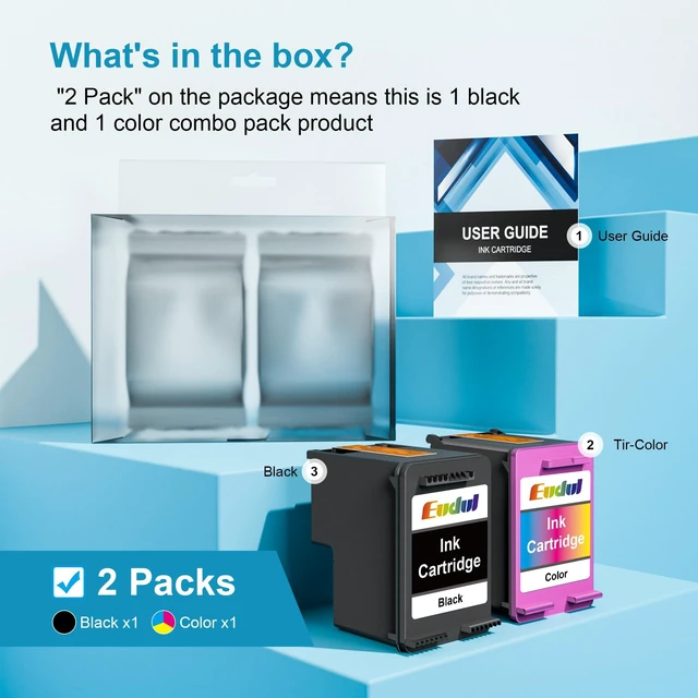 Alt view image 6 of 7 - 65XL Ink Cartridges Black/Color Combo Pack High Yield Replacement for HP Ink 65 65XL Work for HP DeskJet 3755 3772 3700 3722 3752 2600 2622 Envy 5055 5000 5070 5052 5014 Printer (1 Black,1 Color)