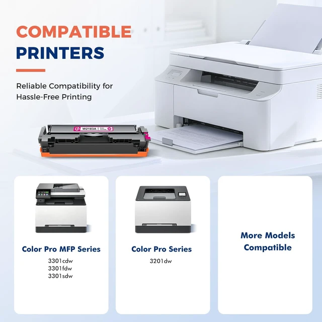 Alt view image 4 of 7 - 218A Toner Cartridges 4 Pack for HP 218 3201dw 3301fdw High Yield W2180A Compatible for HP Color LaserJet Pro MFP 3301fdw 3201dw 3301sdw 3301cdw 3301 3201 Series Printer Ink Set with Chip (B/C/Y/M)