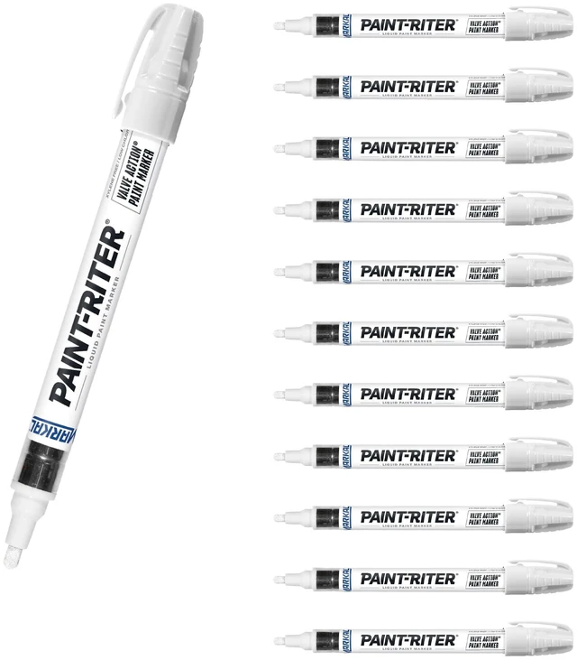 Main image of 96960 Paint-Riter+ Oily Surface Liquid Paint Marker, Versatile Surface Compatibility, Bold Mark Size 1.8", White 12-Pack
