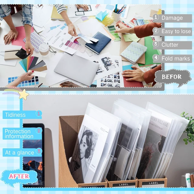 Alt view image 2 of 7 - 100 Pcs Plastic Envelopes Snap Closure A4,Clear,Pocket Style Poly Document File Folders for Teachers, Office Home, Waterproof Sleeves Button Closure, Letter Size Storage Bags