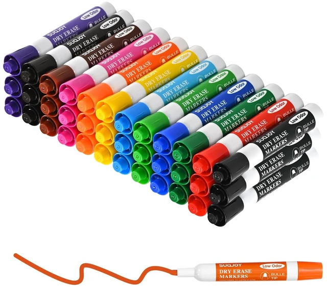 Main image of Dry Erase Markers, Bulletl Tip Whiteboard Markers, Low Odor Thick Dry Markers, 36 Bulk 12 Assorted Color Marker for Whiteboard, Classroom, Office & Home