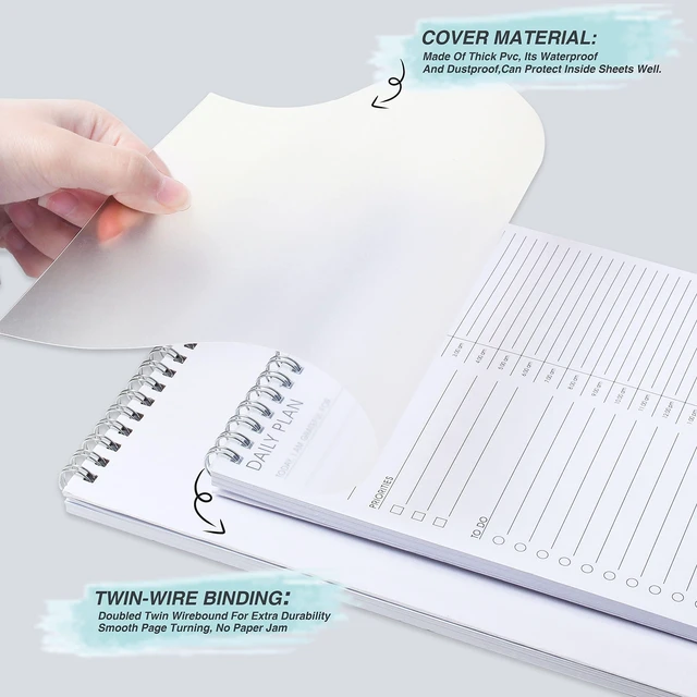 Alt view image 5 of 7 - 3PC Daily Shedule Planner Half-Hourly Personal Organizer 6.5"x 9.8" Both Sides Usable,Undated Layout,Time Block,Work To-Do List,Priorities,Smooth Writing, No Bleed Thick Sheets
