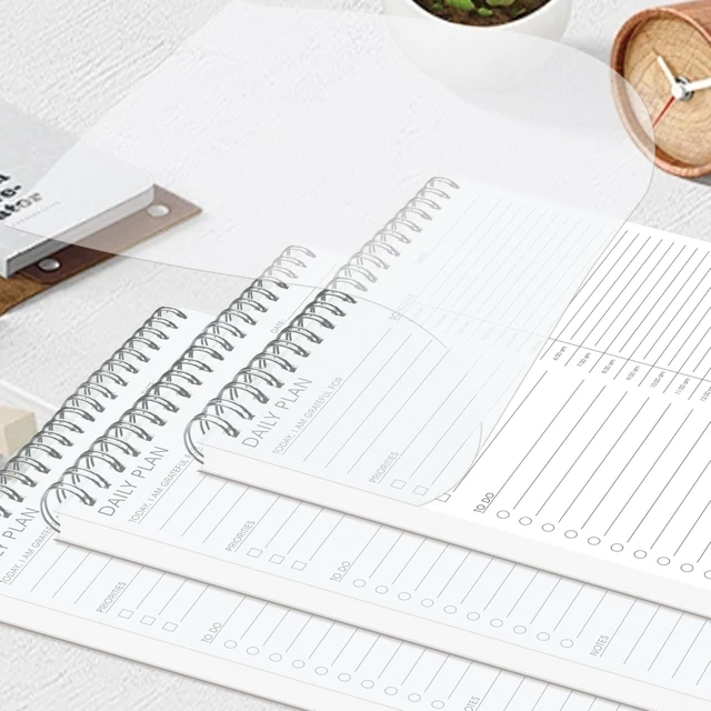Alt view image 6 of 7 - 3PC 2Undated 24 Hour Daily Planner with To Do List for Work & Personal Life No Bleed Paper,Double-Sides to Use,Hourly Time Block Schedule, Priority, Spiral Bound for Personal,Office,Home, 6.5 x 9.8
