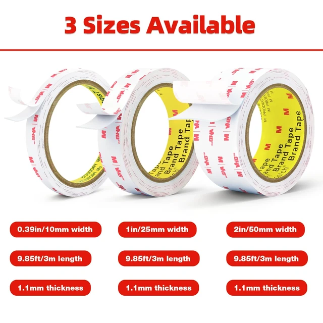 Alt view image 2 of 7 - Double Sided Tape Heavy Duty, 2" x 9.85FT Removable Mounting Tape for Wall, Extra Strong Foam Tape, Picture Hanging Adhesive Strips Waterproof for Cars, Walls, Home, Office Décor