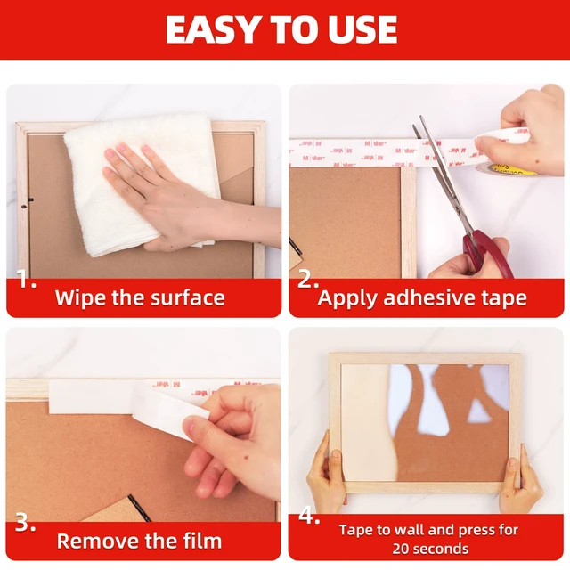 Alt view image 4 of 7 - Double Sided Tape Heavy Duty, 2" x 9.85FT Removable Mounting Tape for Wall, Extra Strong Foam Tape, Picture Hanging Adhesive Strips Waterproof for Cars, Walls, Home, Office Décor