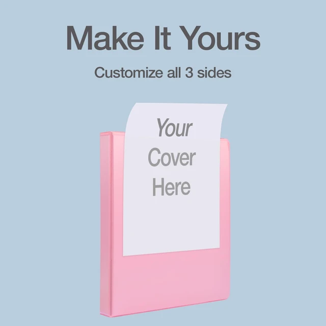 Alt view image 5 of 7 - 1 Inch 3 Ring Binders, 2 Pack, Pink, Holds 225 Sheets Round rings, clear view covers for custom inserts, and 2 inside pockets. PVC free, non stick