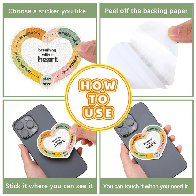 Alt view image 5 of 6 - 72 Pcs Anxiety Sensory Breathing Stickers,Vintage Color Adults Fidget Mindfulness 9 Styles Calm down Items mental health stickers Anxiety Relief Breathing Exercises