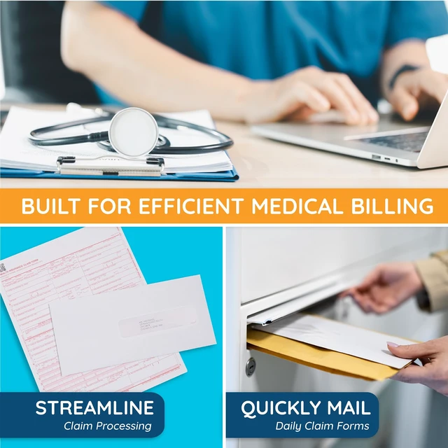 Alt view image 6 of 6 - 500 CMS 1500 Claim Form Envelopes, Self Seal 4 1/2 x 9 1/2 in, Security Tint, Right Window, Fits HCFA 1500 Medical Billing Insurance Claim Forms