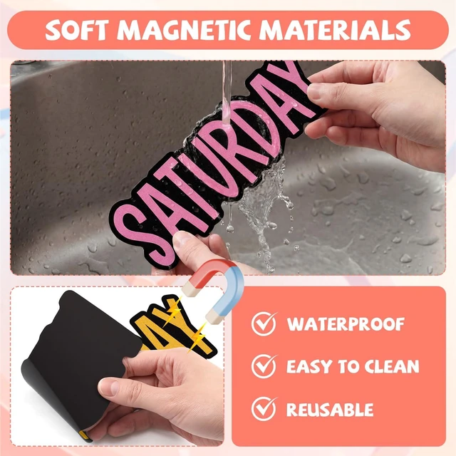 Alt view image 4 of 7 - 9 Pcs Days of the Week Magnets for Whiteboard Calendar,Classic Colorful Magnetic Weekday Tags for Classroom Fridge Locker, Includes 7 Day Cards with 2 Blank Frames, Reusable Planning Decor