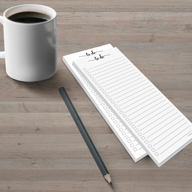 Alt view image 5 of 6 - Magnetic To Do List Notepad, Skinny 3.7x8.5, 2-Pack, 50 Each Made in USA - Slim Grocery and Task List Pads for the Fridge, College Ruled Tear-Off Sheets, Thick Bright White Paper