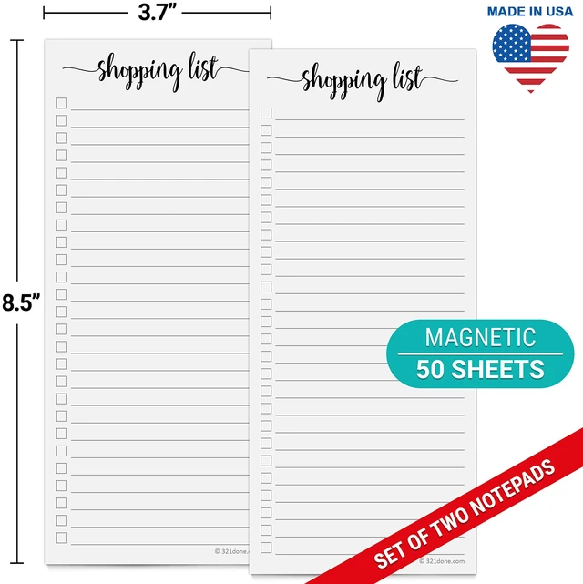 Alt view image 2 of 6 - Magnetic Shopping List Notepad 2-Pack - 3.7 x 8.5 (1/3 Sheet Slim Size) Made in USA - College Ruled - Minimalist Handheld Grocery List, Store, Market - Pad for Planning, Organizing, Meal Prep