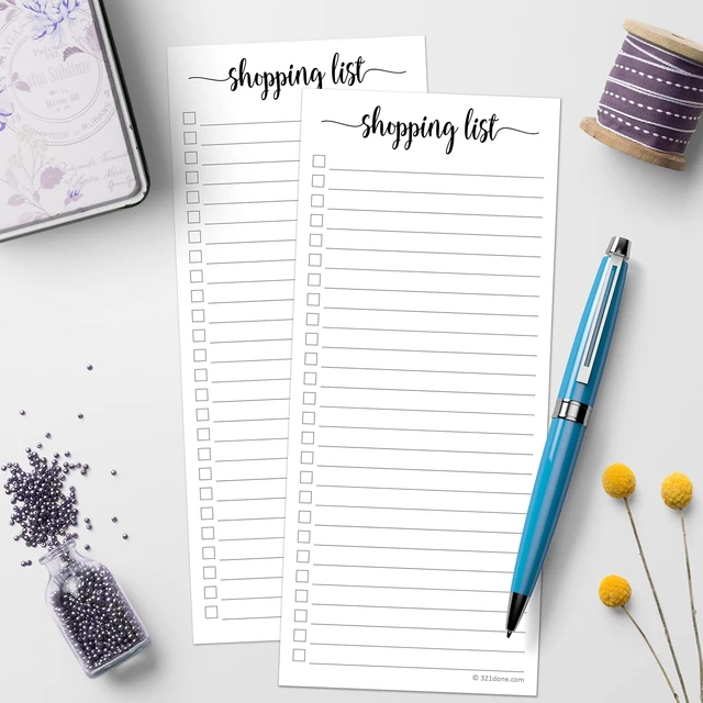 Alt view image 4 of 6 - Magnetic Shopping List Notepad 2-Pack - 3.7 x 8.5 (1/3 Sheet Slim Size) Made in USA - College Ruled - Minimalist Handheld Grocery List, Store, Market - Pad for Planning, Organizing, Meal Prep