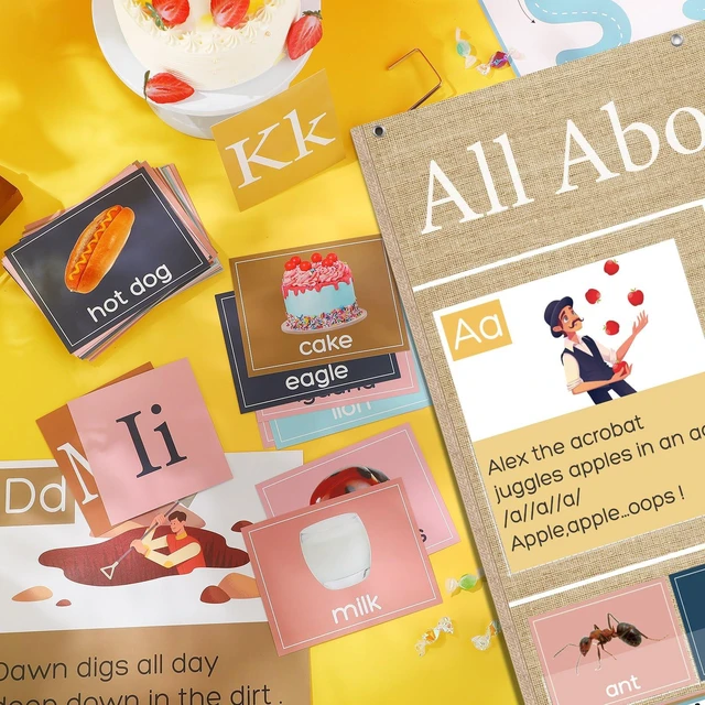 Alt view image 4 of 6 - 34 x 27 All About Letter Pocket Chart 103 ABC Flash Cards, Brown Letter of The Day Week Chart, Alphabet Tracing Practice, Educational Wall Poster, Teachers Homeschool Learning Activities