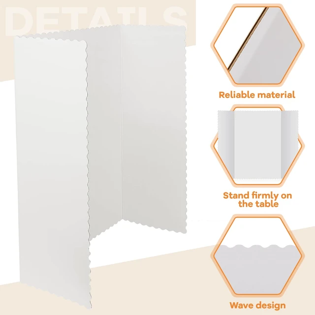 Alt view image 3 of 7 - 100 Pcs 14 x 22 Inch Tri Fold Poster Board Bulk for Display, White Science Fair Project,Classroom Display Paperboard, Single Wall Build, Lightweight Presentation Board,3 Panels