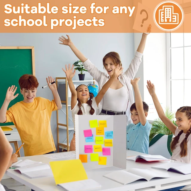 Alt view image 6 of 7 - 100 Pcs 14 x 22 Inch Tri Fold Poster Board Bulk for Display, White Science Fair Project,Classroom Display Paperboard, Single Wall Build, Lightweight Presentation Board,3 Panels