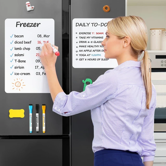 Alt view image 6 of 7 - 2 PCS Magnetic Dry Erase Whiteboard for Fridge, 21"x14" Reuasble & Erasable White Board Sheet for Refrigerator, Freezer - Smooth & Flexible Magnet Blank Notepad for Home, Kitchen Organizer and Planner