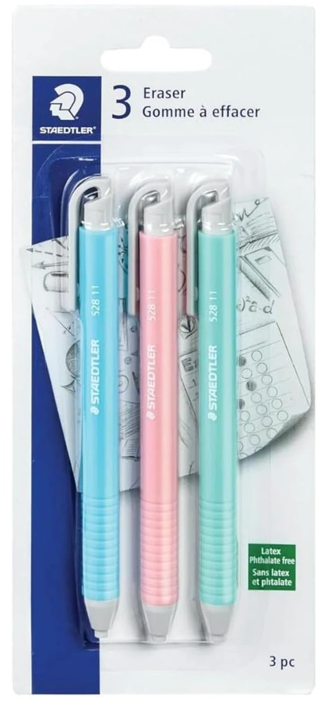 Alt view image 5 of 7 - Vinyl Eraser Holder, 6-Pack Soft Latex-Free Vinyl, Smudge-Free Clean Erasing for Drawing, Drafting, School & Office Use