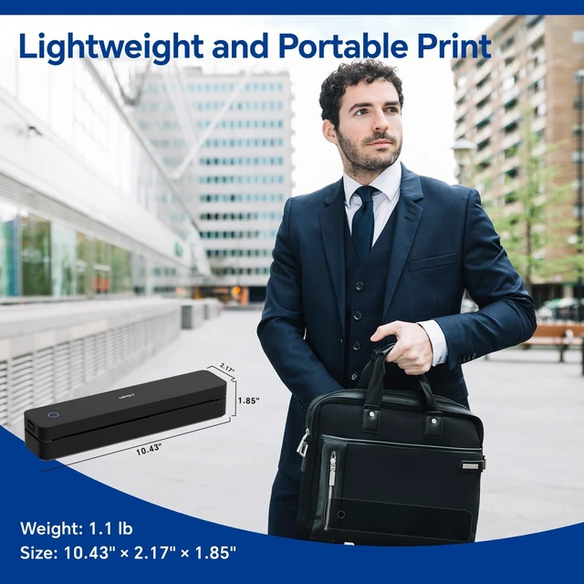 Alt view image 2 of 7 - 300DPI Portable Thermal Inkless Printer & 10sheets Matte Supports Thermal Paper, Multi-User Bluetooth, Compatible with iOS/Windows/Laptop for Home/School/Travel, Black & 10sheets