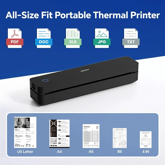 Alt view image 5 of 7 - 300DPI Portable Thermal Inkless Printer & 10sheets Matte Supports Thermal Paper, Multi-User Bluetooth, Compatible with iOS/Windows/Laptop for Home/School/Travel, Black & 10sheets