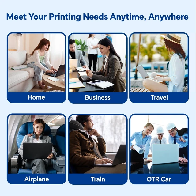 Alt view image 7 of 7 - 300DPI Portable Thermal Inkless Printer & 10sheets Matte Supports Thermal Paper, Multi-User Bluetooth, Compatible with iOS/Windows/Laptop for Home/School/Travel, Black & 10sheets