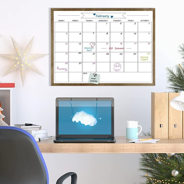 Alt view image 7 of 7 - Large Dry Erase Monthly Calendar Whiteboard for Wall, Magnetic,23.6"x 31.5" Solid Pine Wood Rustic Brown Frame,Magnetic Surface White Board for Wall,for Office/School/Home