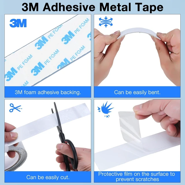 Alt view image 2 of 7 - Bendable Adhesive Metal Tapes for Magnets, (0.5'' Wide x 30 ft Long) Flexible Metal Strips for Magnets, White Ferrous Tape Stick on Wall Can Paired with Magnet Tapes