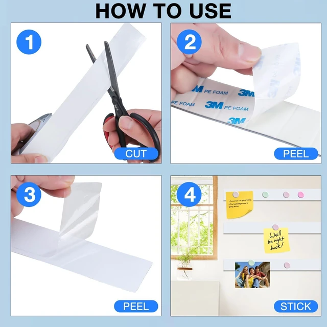 Alt view image 3 of 7 - Bendable Adhesive Metal Tapes for Magnets, (0.5'' Wide x 30 ft Long) Flexible Metal Strips for Magnets, White Ferrous Tape Stick on Wall Can Paired with Magnet Tapes