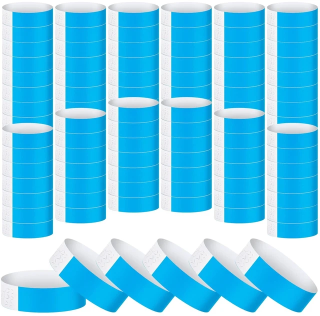 Main image of 1200 Pack Paper Wristbands,Blue Plastic Wristbands for Event Party Wrist Band Colored Adhesive Neon Identification Hand Bands, Concert, Festivals, Waterproof