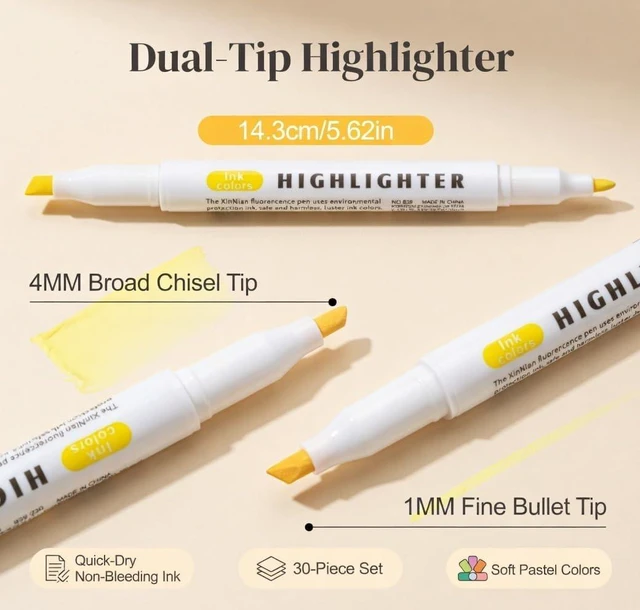 Alt view image 2 of 7 - 15 Count Dual-Tip Highlighters, Pastel Colors Fine & Bold Tip, Quick-Dry Non-Bleeding Highlighter Markers for Bible Journaling,School,Office,Notes (15 colors highlighters - Starry Sky Color)