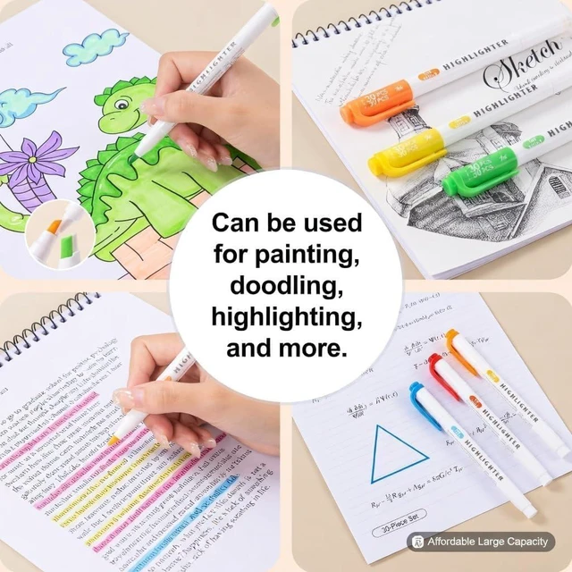 Alt view image 6 of 7 - 15 Count Dual-Tip Highlighters, Pastel Colors Fine & Bold Tip, Quick-Dry Non-Bleeding Highlighter Markers for Bible Journaling,School,Office,Notes (15 colors highlighters - Iridescent Color)