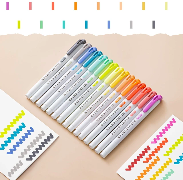 Alt view image 5 of 7 - 15 Count Dual-Tip Highlighters, Pastel Colors Fine & Bold Tip, Quick-Dry Non-Bleeding Highlighter Markers for Bible Journaling,School,Office,Notes (15 colors highlighters - Iridescent Color)