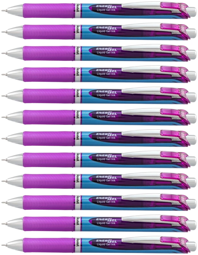 Main image of EnerGel Deluxe RTX Retractable Liquid Gel Pen, Fine Line, Needle Tip, Violet Ink, Box of 12 (BLN75-V)