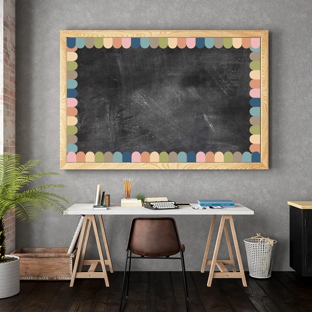 Alt view image 6 of 7 - Boho Bulletin Board Borders Classroom Colorful Border Stickers Boho Die-Cut Border Trims Bulletin Board Scalloped Borders Self-Adhesive for School Blackboard Chalkboard Desk, 91.8 Ft