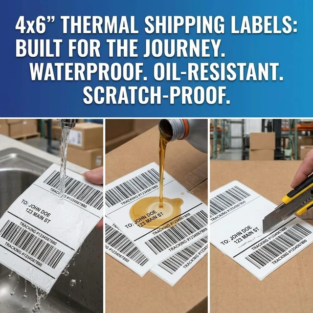 Alt view image 6 of 6 - 4" x 6" Direct Thermal Shipping Labels, 2 Rolls, 1000 Labels Self-adhesive 4" x 6" labels for Rollo, MUNBYN, JADENS, iDPRT, Zebra and compatible direct thermal printers