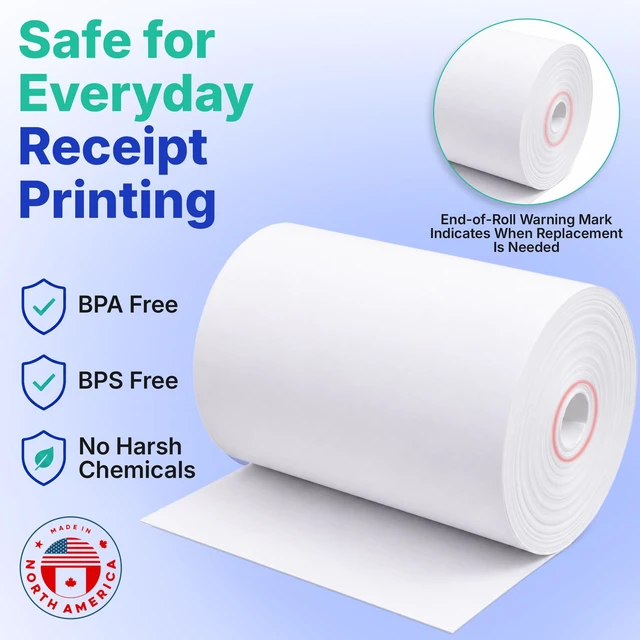 Alt view image 5 of 7 - 2 1/4 x 75 ft 128 Rolls CORELESS BPA Free BPS Free Thermal Paper Rolls debit & credit