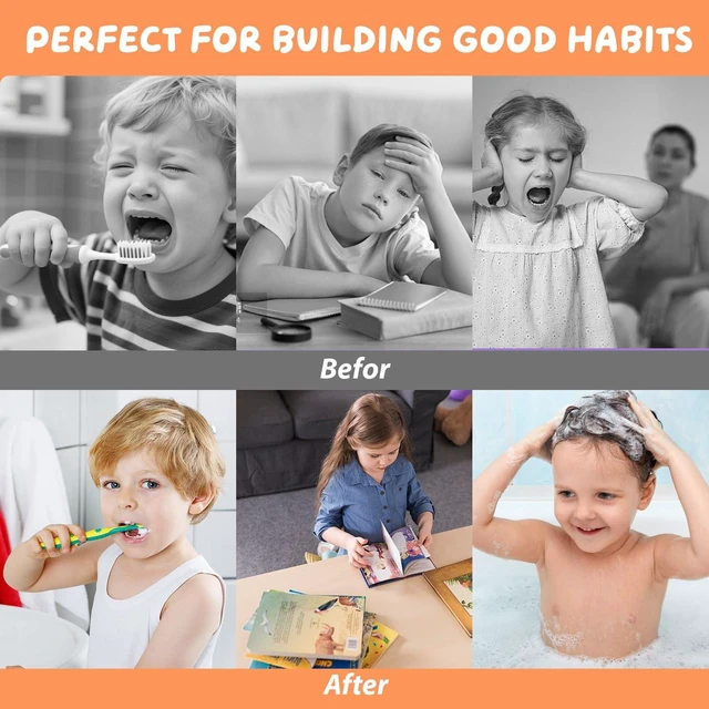 Alt view image 6 of 7 - Daily Routine Chart for Toddlers, 3 in 1 Morning Bedtime Routine Checklist Chart to Do List w/ Tap Lights & 18 Task Cards, Sliding Wooden Visual Schedule Board for Kids, Autism, ADHD Planner
