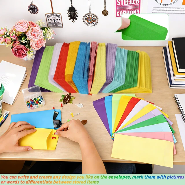 Alt view image 5 of 7 - 1000 Pcs Money Envelopes for Cash 3.5x6.5in 12 Color Colored Coin Envelopes Small Cash Envelopes with Gummed Flaps for Money Saving Challenge Small Item Organizer Coins Tickets Tips Parts Seed Storage
