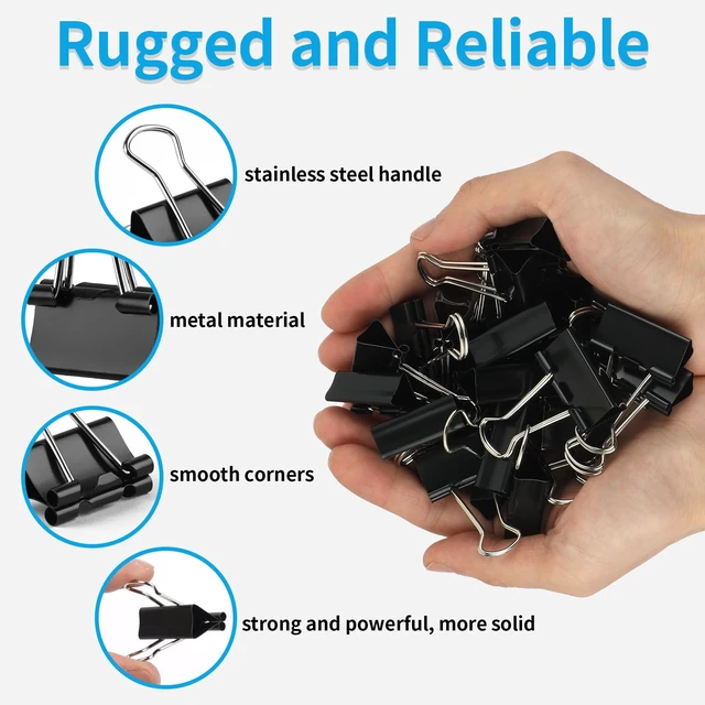 Alt view image 4 of 7 - 180Pcs Small Binder Clips, Mini Binder Clips, Clips Office Supplies 1.26 in Paper Clamps, Binder Paper Clips, Binder Clips Small, Mini Clips, Small Paper Clips for Office Supplies Home School