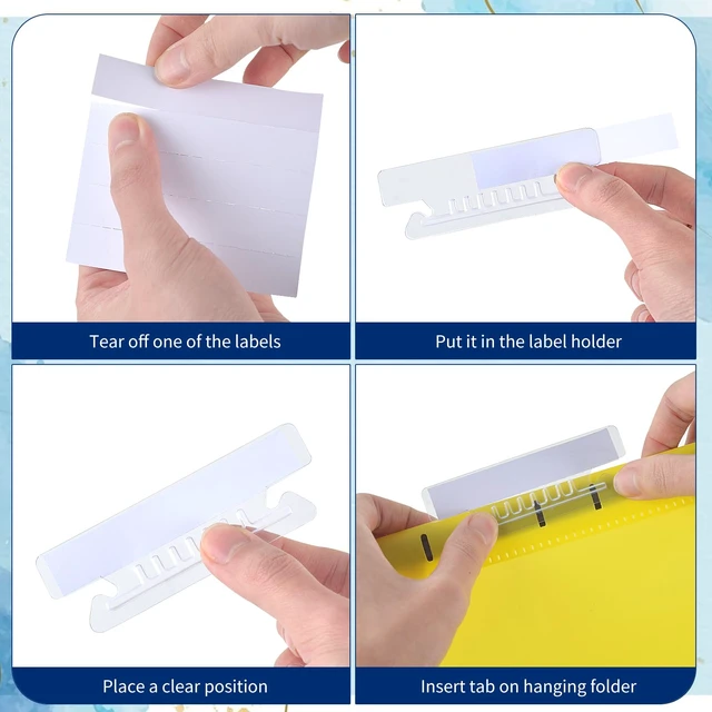 Alt view image 4 of 7 - 200 Pcs 3 1/2 Inch Hanging File Folder Tabs - Plastic, Clear, Insertable for Office, School