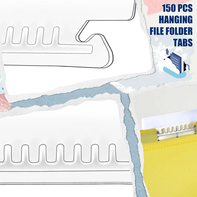Alt view image 3 of 7 - 200 Pcs 3 1/2 Inch Hanging File Folder Tabs - Plastic, Clear, Insertable for Office, School