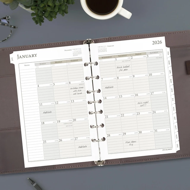 Alt view image 2 of 4 - 2026 Planner Refill, Monthly, 5-1/2" x 8-1/2", Desk Size 4, Loose-Leaf, Ruled Blocks (481-685Y-26)