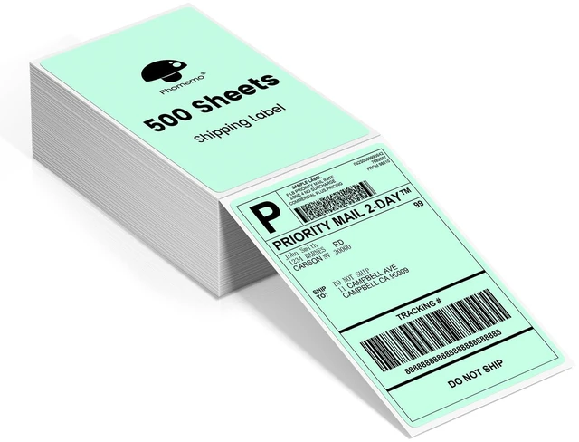 Main image of 4x6 Thermal Shipping Labels for Shipping Label Printer Genuine 500 Fanfold Labels, Strong Adhesive Commercial Grade Direct Thermal Label for Shipping, Barcodes, USPS, UPS and FedEx