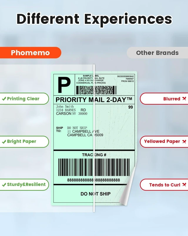 Alt view image 2 of 7 - 4x6 Thermal Shipping Labels for Shipping Label Printer Genuine 500 Fanfold Labels, Strong Adhesive Commercial Grade Direct Thermal Label for Shipping, Barcodes, USPS, UPS and FedEx