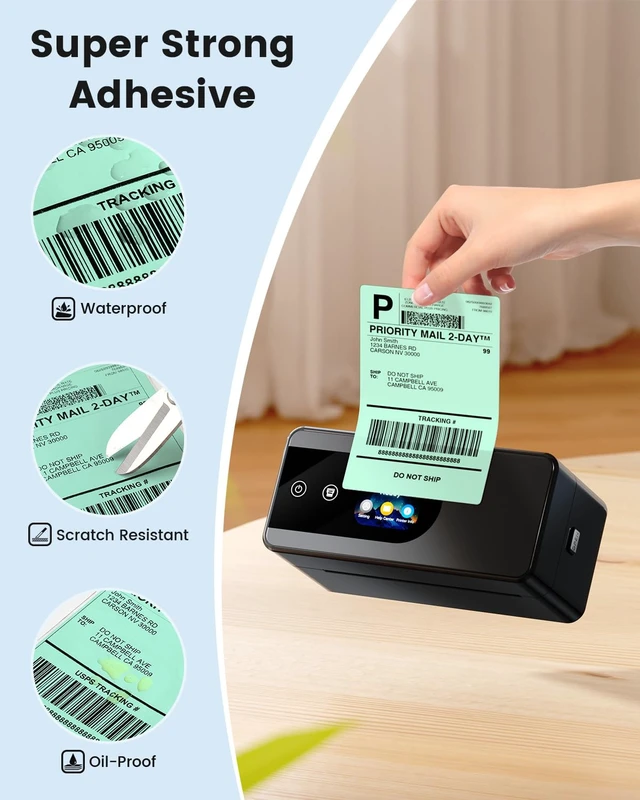 Alt view image 3 of 7 - 4x6 Thermal Shipping Labels for Shipping Label Printer Genuine 500 Fanfold Labels, Strong Adhesive Commercial Grade Direct Thermal Label for Shipping, Barcodes, USPS, UPS and FedEx