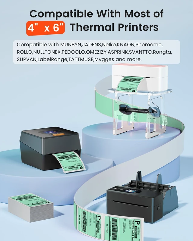 Alt view image 5 of 7 - 4x6 Thermal Shipping Labels for Shipping Label Printer Genuine 500 Fanfold Labels, Strong Adhesive Commercial Grade Direct Thermal Label for Shipping, Barcodes, USPS, UPS and FedEx